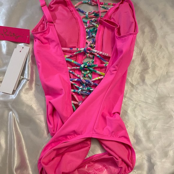 Lilly Pulitzer Isle Lattice 1Piece Pink  Sz 0-2-4 - Picture 6 of 10